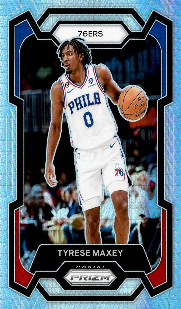 2023 Panini Prizm Basketball Hyper Tyrese Maxey #15 PSA 8.5