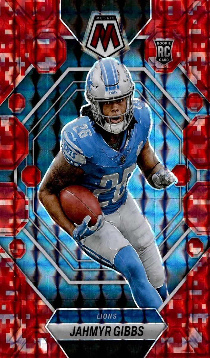 2023 Panini Mosaic Football Camo Red Jahmyr Gibbs #324 PSA 9