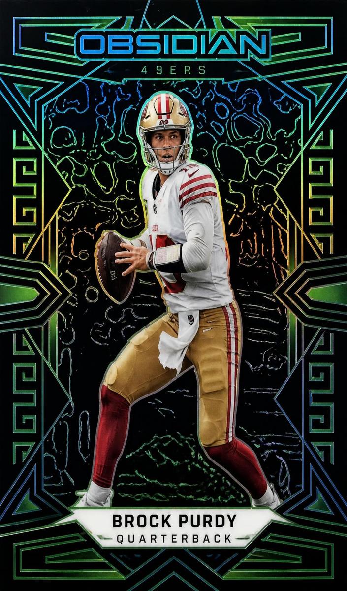 2023 Panini Obsidian Football Electric Etch Green Brock Purdy #85 PSA 8.5