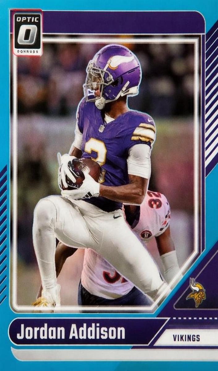 2024 Donruss Optic Football Aqua Jordan Addison #129 PSA 9