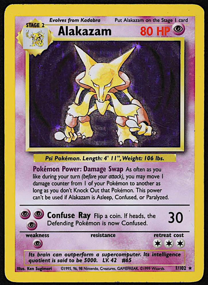 1999 Pokemon Base Set Alakazam #1 PSA 10