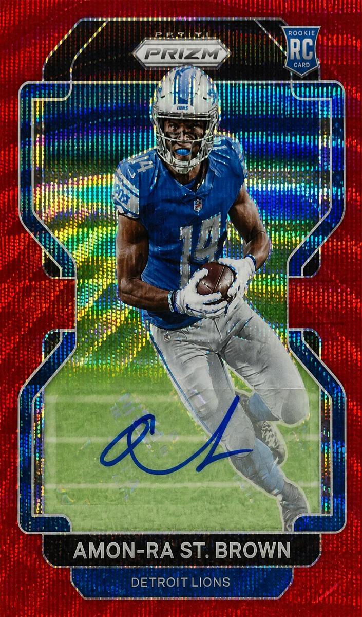 2021 Panini Prizm Football Red Wave Prizm Amon-Ra St. Brown #358 PSA 9