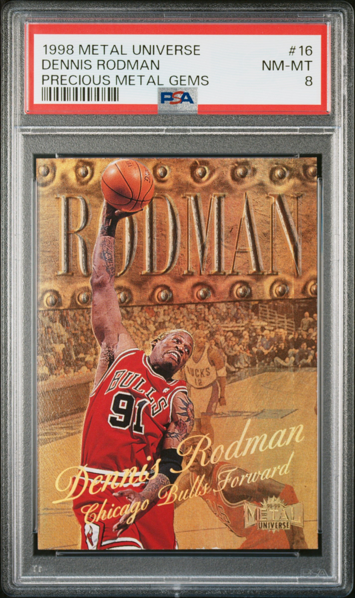 1998 Metal Universe Basketball Precious Metal Gems Dennis Rodman #16