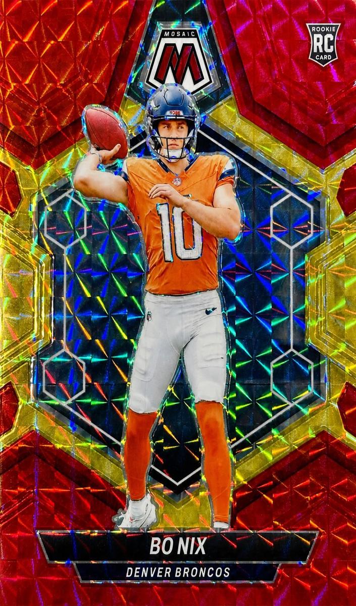 2024 Panini Mosaic Football Choice Fusion Red and Yellow Bo Nix #312 PSA 9