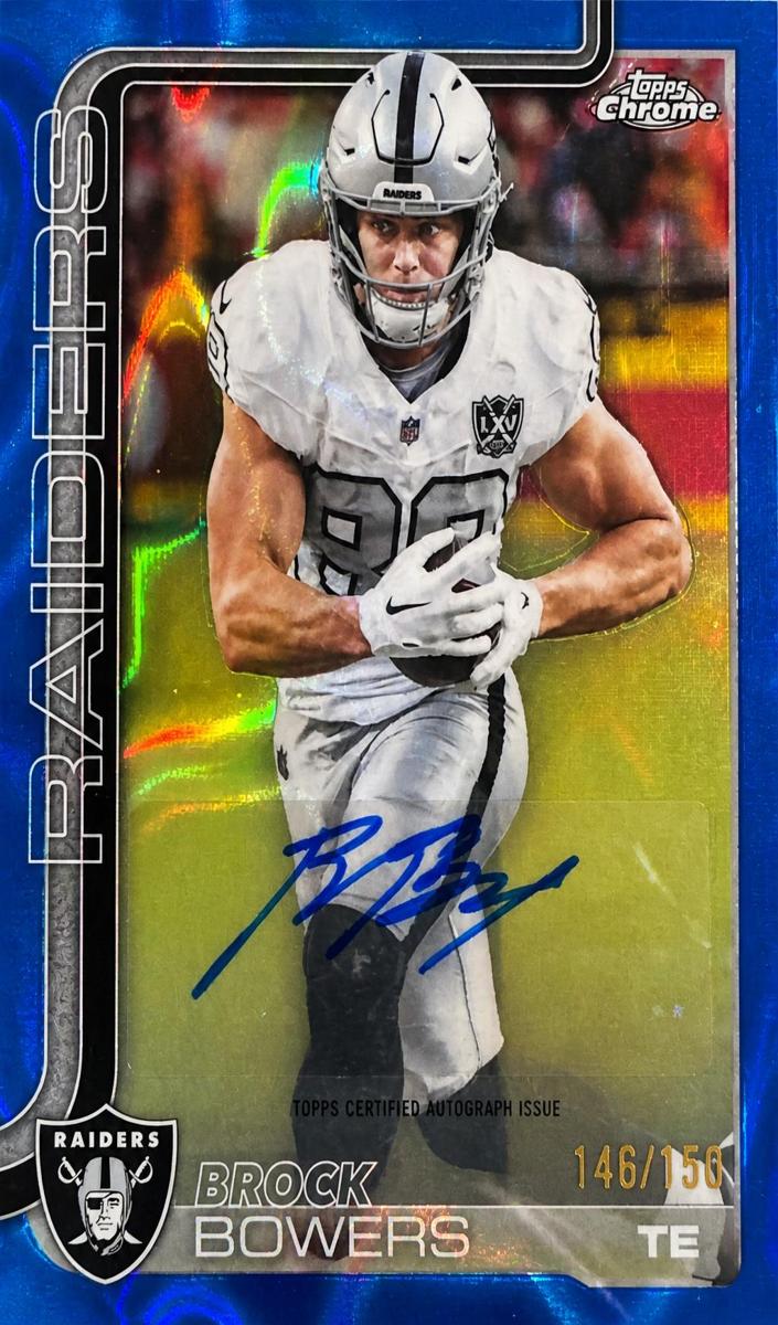2025 Topps Chrome Football Blue Refractor Brock Bowers #BA-BB