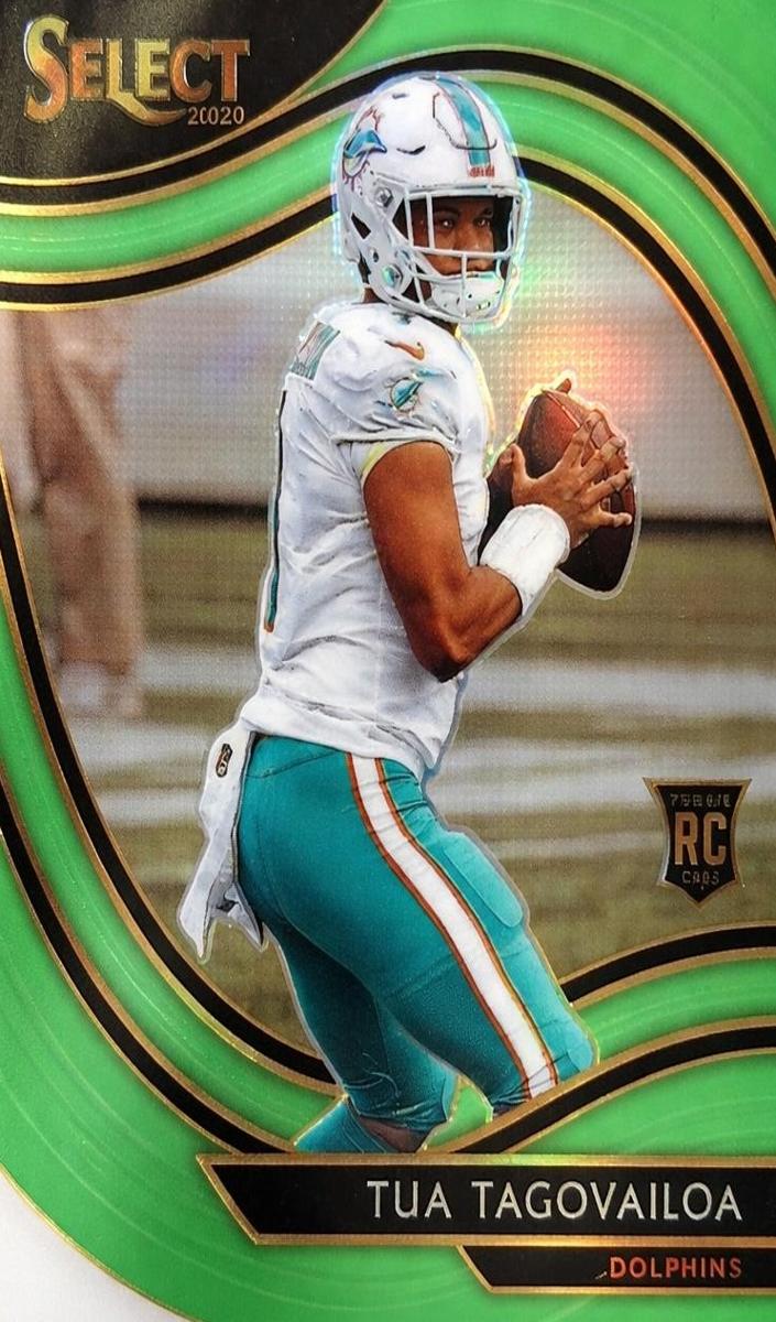 2020 Panini Select Football Die-Cut Neon Green Tua Tagovailoa #345 PSA 8.5