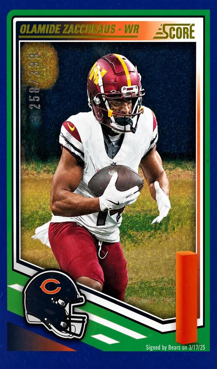 2025 Panini Score Football Dots Blue Olamide Zaccheaus #60