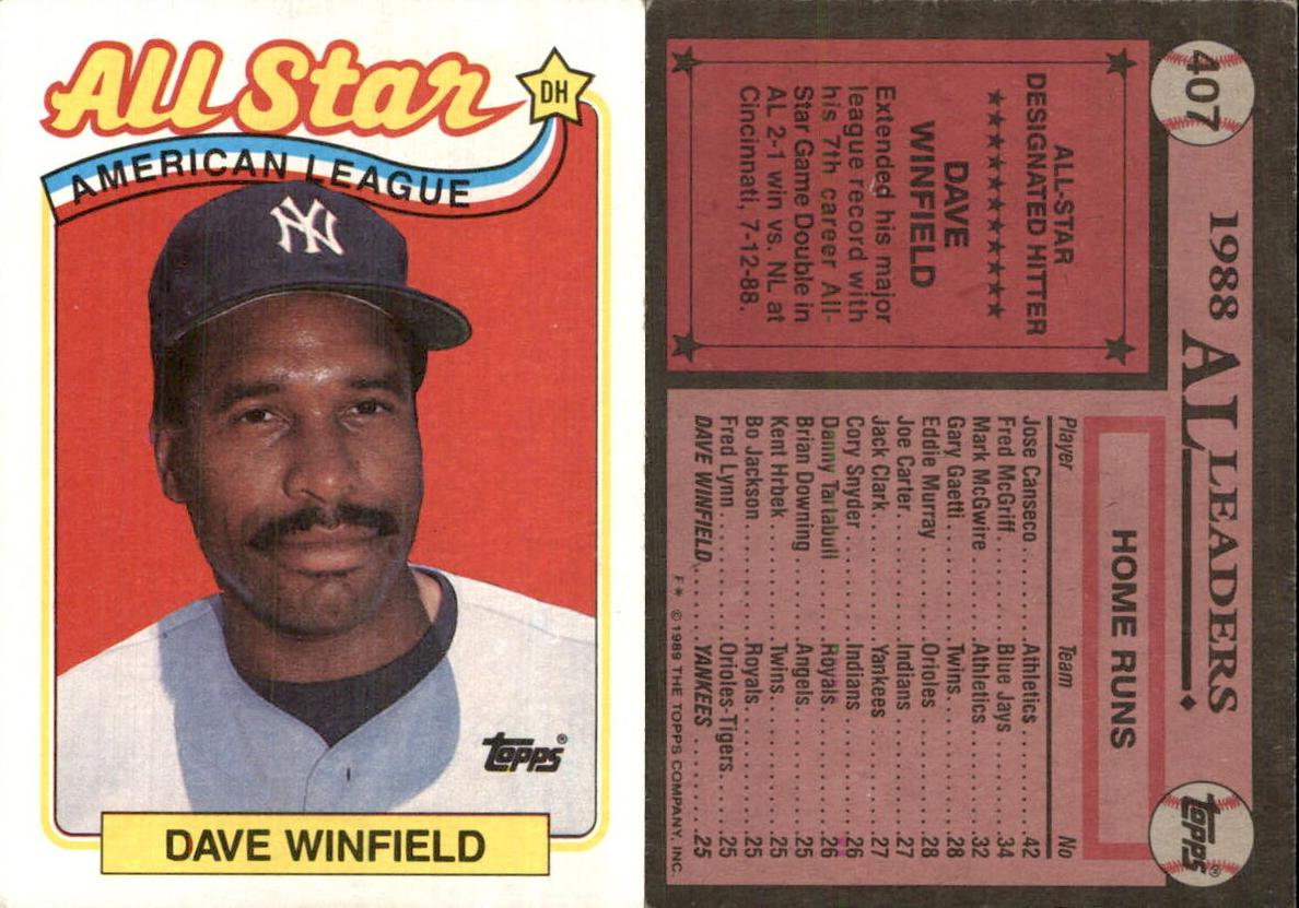 1989 Topps Baseball Dave Winfield #407 PSA 10