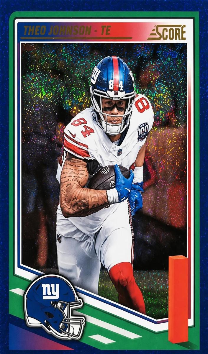 2025 Panini Score Football Dots Blue Theo Johnson #192
