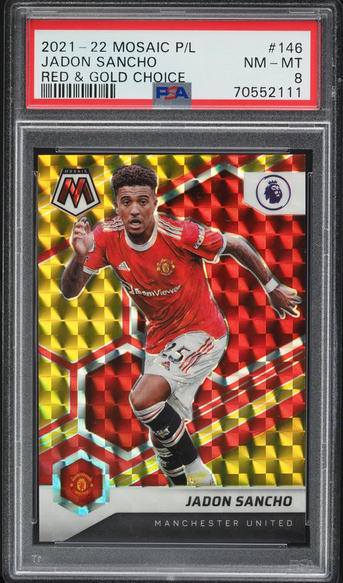2021 Panini Mosaic Premier League Soccer Gold Jadon Sancho #146 PSA 8