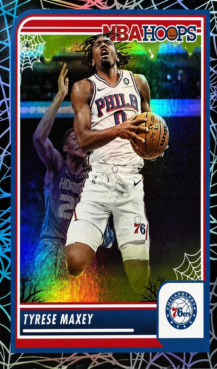 2023 Panini Haunted Hoops Basketball Holo Webs Tyrese Maxey #144