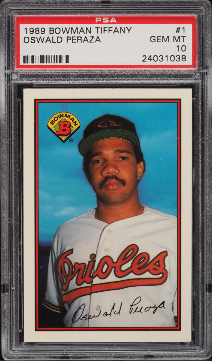1989 Bowman Tiffany Baseball Oswald Peraza #1 PSA 9