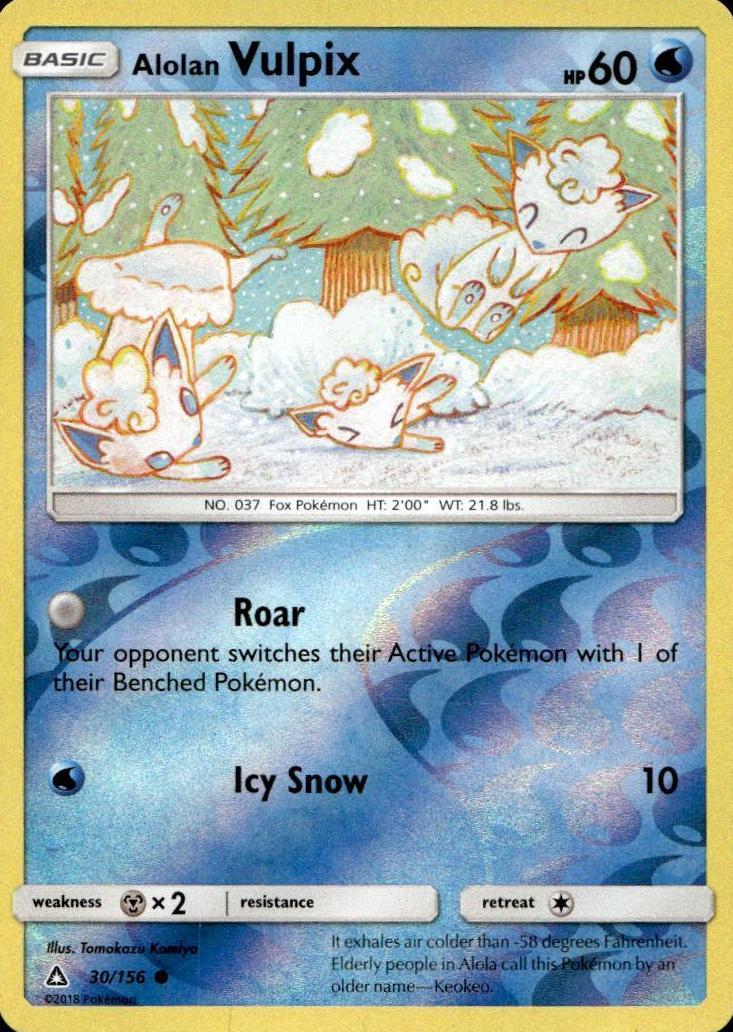 2018 Pokemon Sun & Moon Ultra Prism Reverse Holo Alolan Vulpix #30