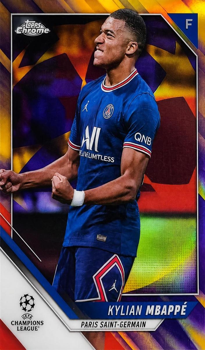 2021 Topps Chrome UEFA Champions League Soccer Purple Kylian Mbappe #1