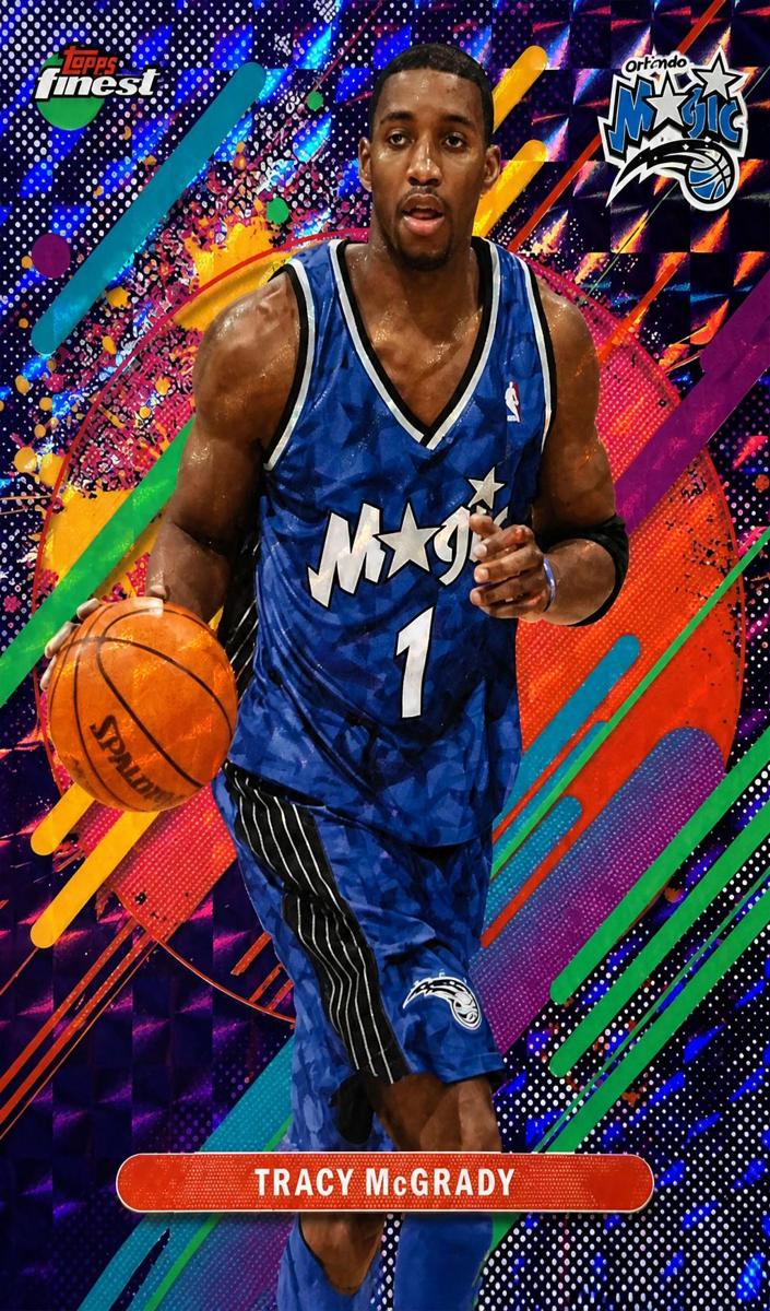 2025 Topps Finest Basketball Purple Geometric Refractor Tracy McGrady #299