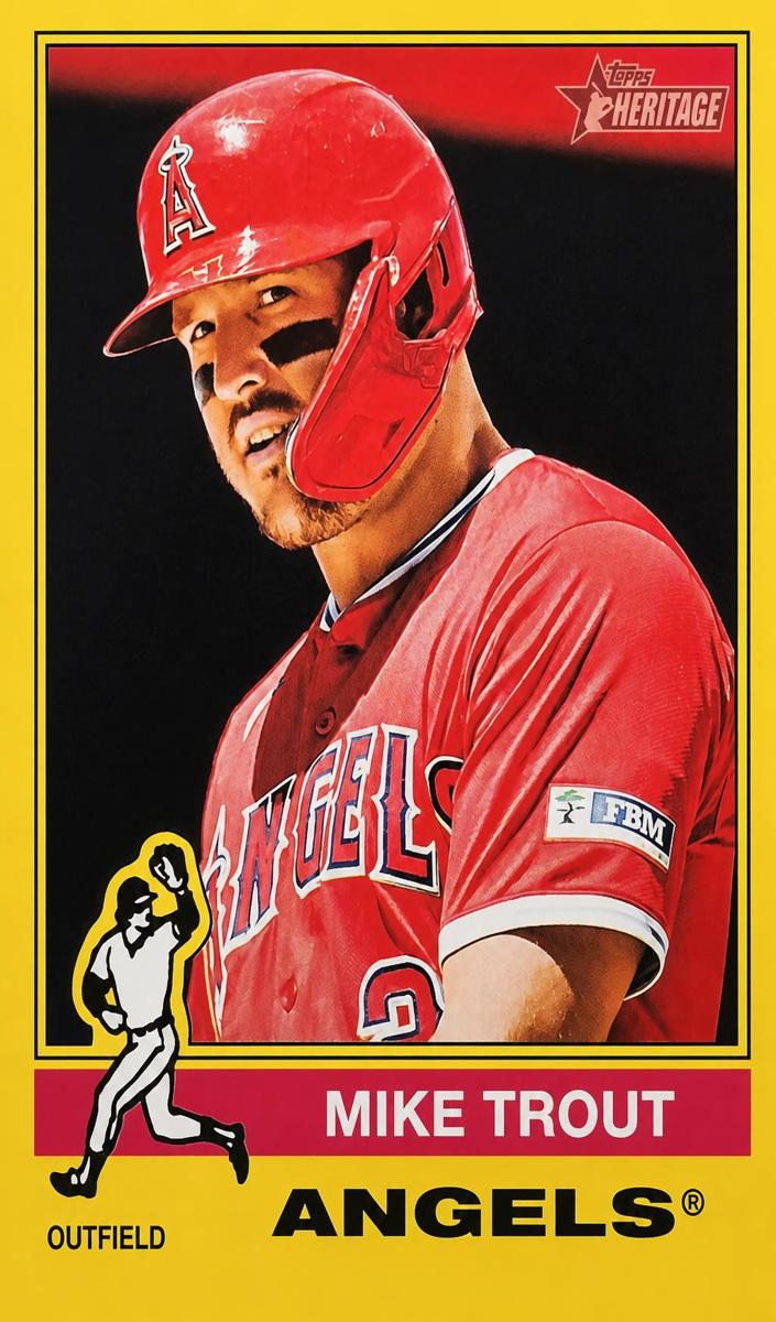 2025 Topps Heritage Baseball Dark Yellow Bordered Mike Trout #119