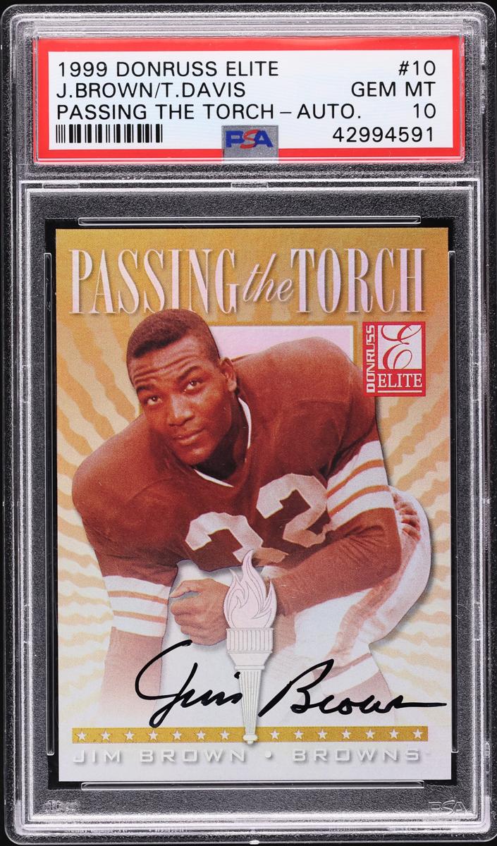 1999 Donruss Elite Football Jim Brown / Terrell Davis #10 PSA 10