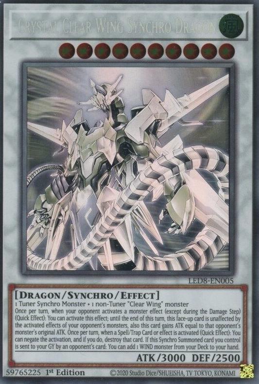 2021 Yu-Gi-Oh! Legendary Duelists: Synchro Storm Ghost Rare Crystal Clear Wing Synchro Dragon #LED8-EN005 PSA 10