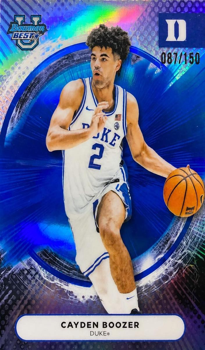 2025 Bowman Best University Basketball Blue Refractor Cayden Boozer #97