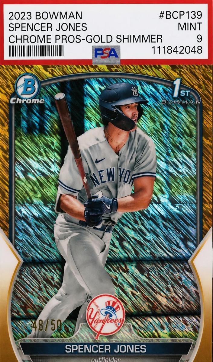 2023 Bowman Chrome Prospects Baseball Gold Shimmer Spencer Jones #BCP-139
