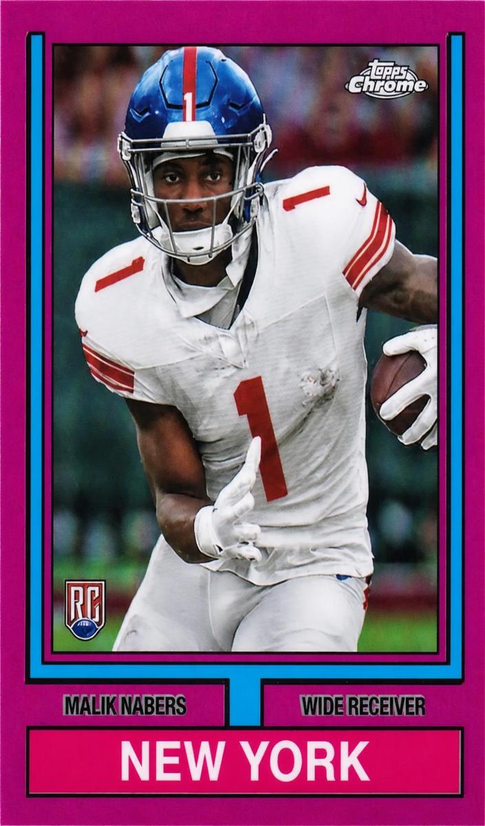 2024 Topps Chrome Football Pink Refractor Malik Nabers #74TF-7 PSA 5