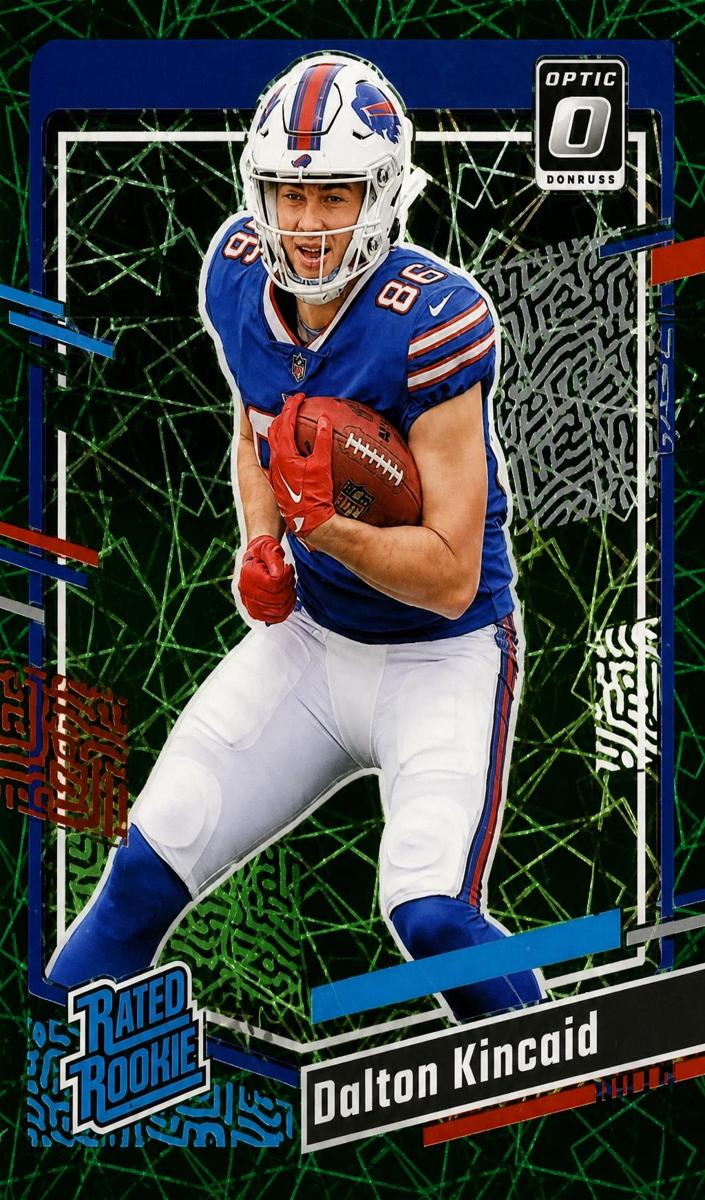 2023 Panini Donruss Football Green Velocity Dalton Kincaid #308 PSA 8