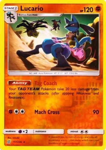 2019 Pokemon Sun & Moon Unified Minds Reverse Holo Lucario #117 PSA 9