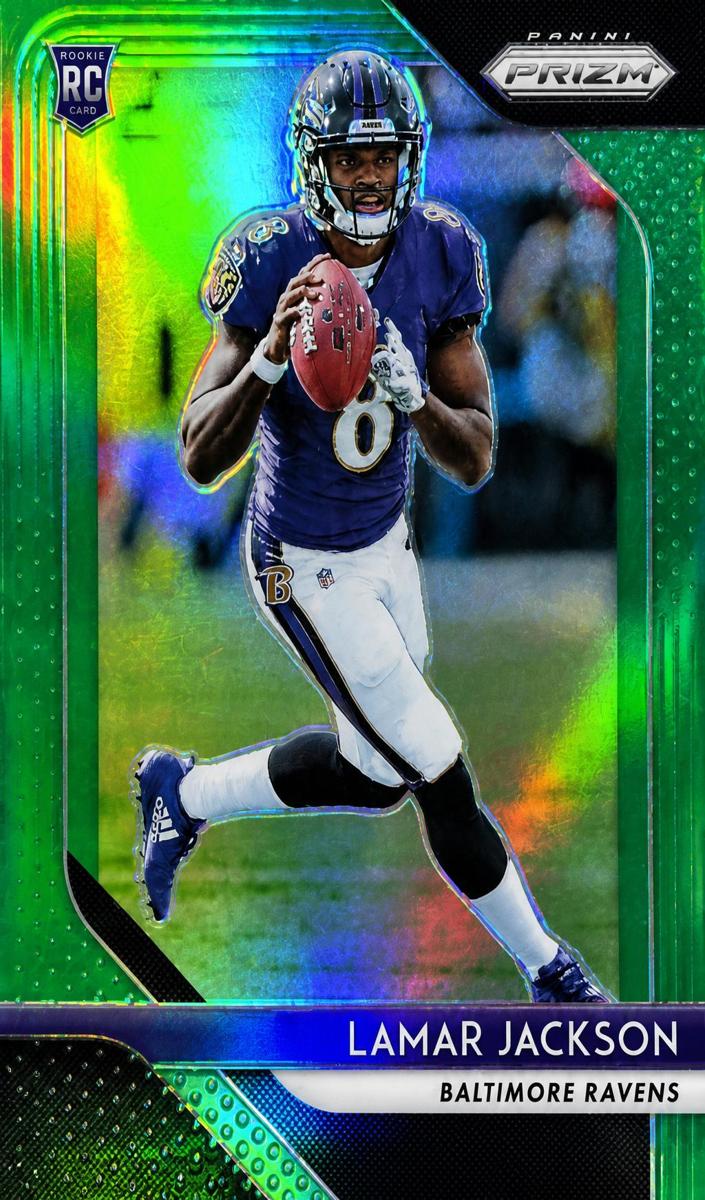 2018 Panini Prizm Football Green Lamar Jackson #212 PSA 9