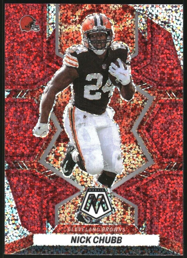 2022 Panini Mosaic Football Red Sparkle Nick Chubb #47