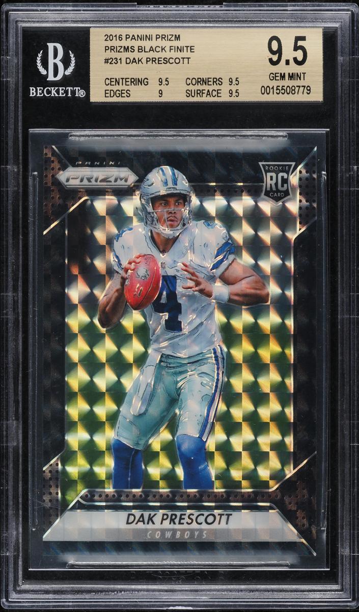 2016 Panini Prizm Football Black Finite Prizm Dak Prescott #231 PSA 9