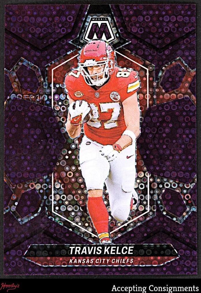 2024 Panini Mosaic Football No Huddle Purple Travis Kelce #110