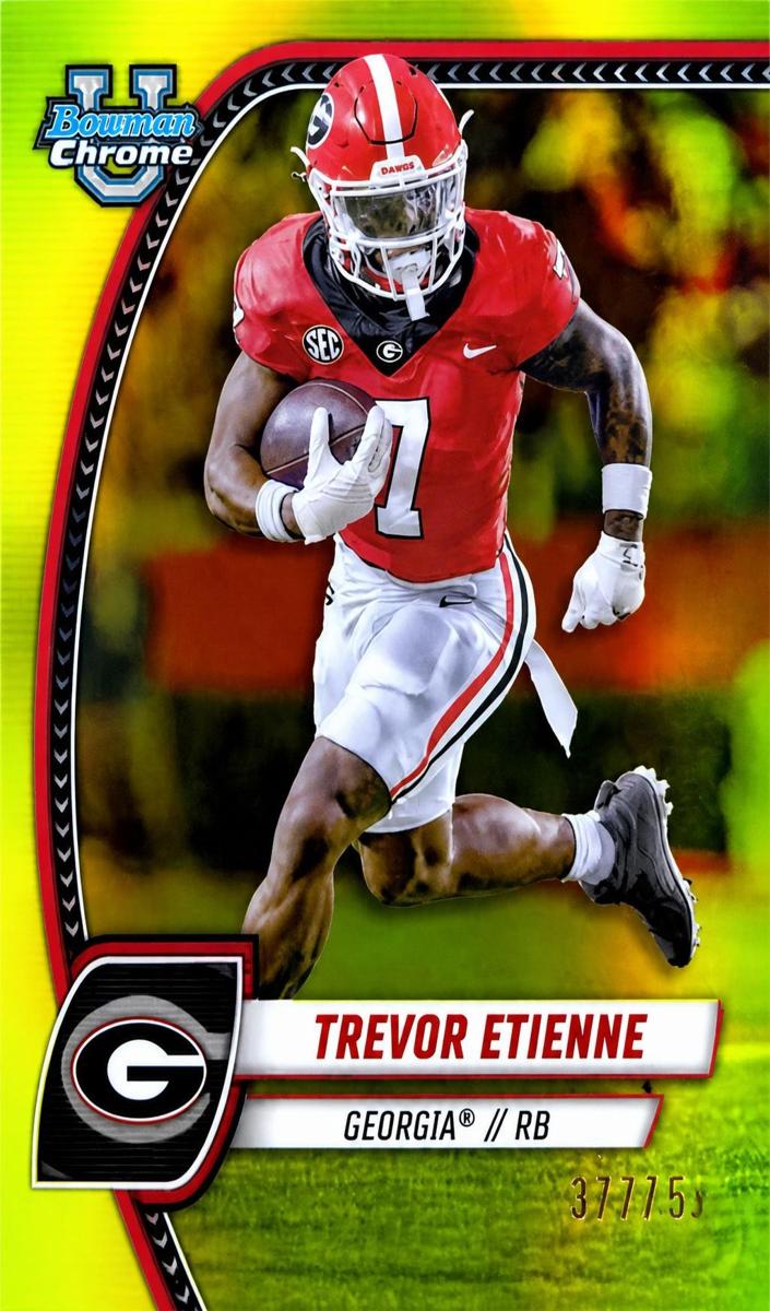 2024 Bowman Chrome University Football Yellow Refractor Trevor Etienne #177