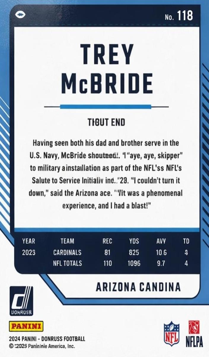 2024 Panini Donruss Football Aqueous Test Trey McBride #118