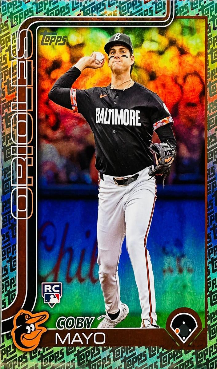 2025 Topps Baseball Topps Foil Pattern Coby Mayo #20 PSA 8.5