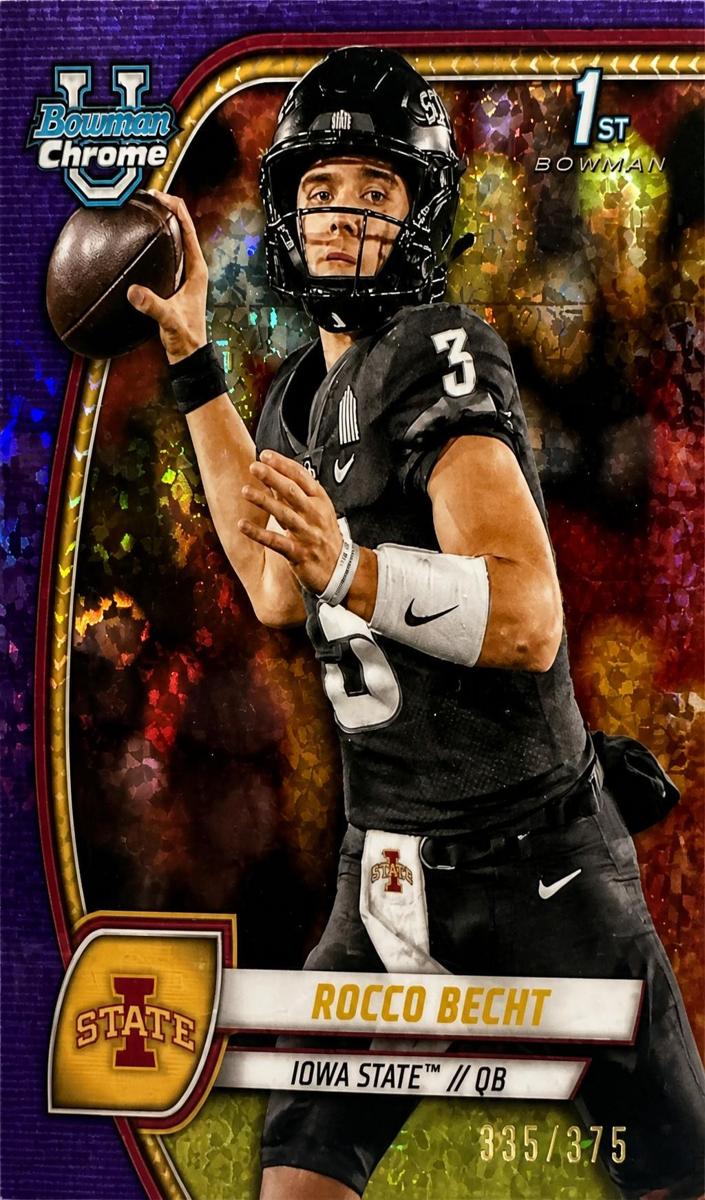 2024 Bowman Chrome University Football Purple Mini Diamond Refractor Rocco Becht #155