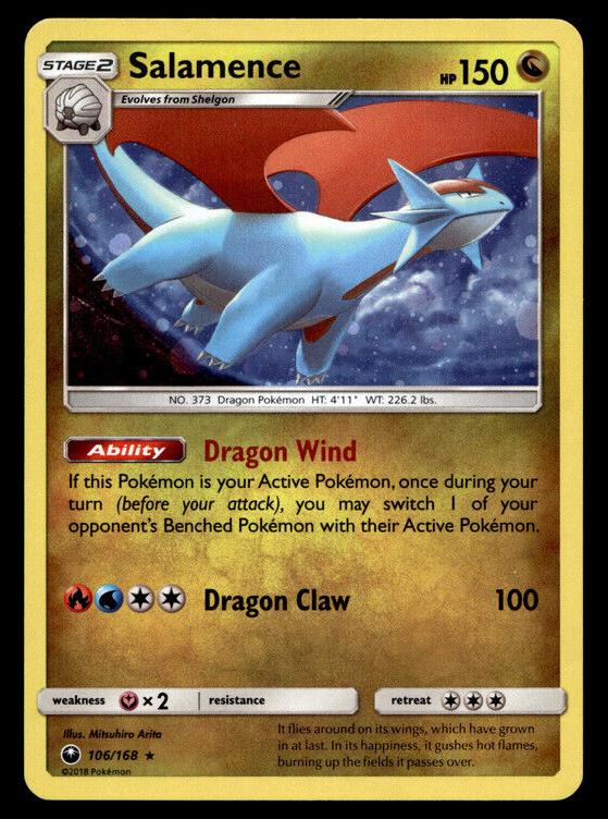 2018 Pokemon Sun & Moon Celestial Storm Salamence #106 PSA 9