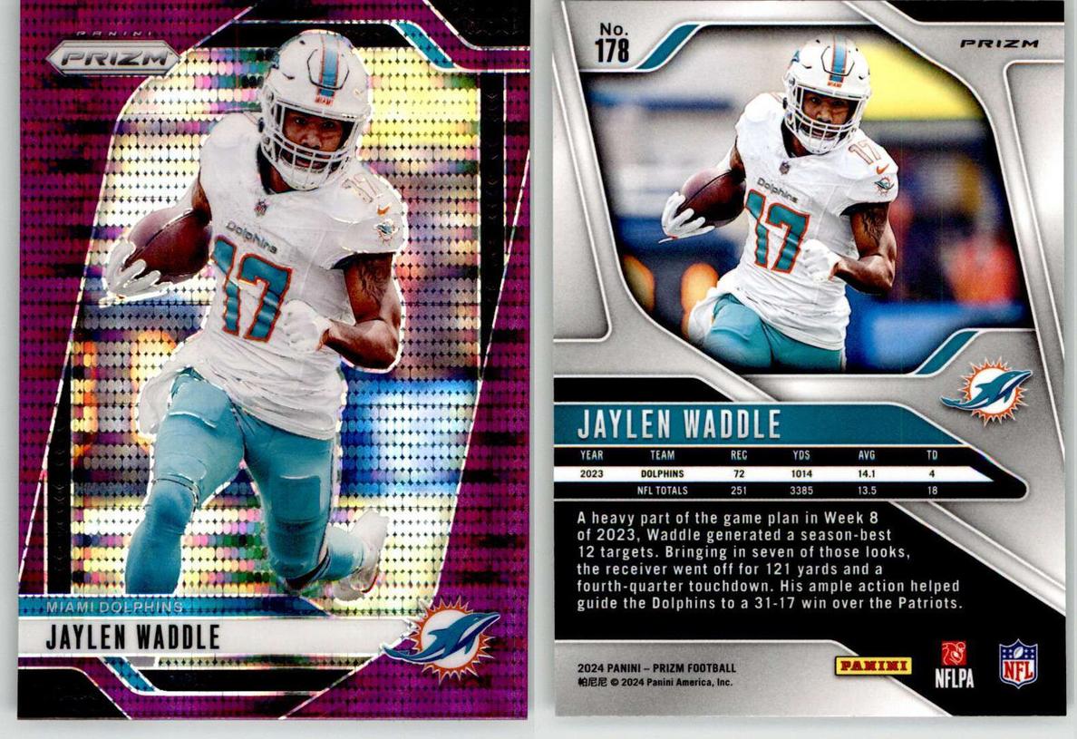 2024 Panini Prizm Football Purple Pulsar Jaylen Waddle #178