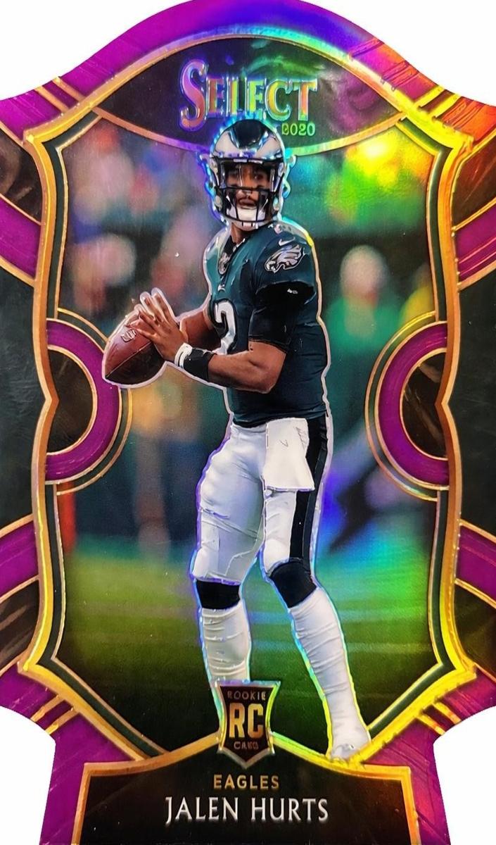 2020 Panini Select Football Purple Prizm Die-Cut Jalen Hurts #50