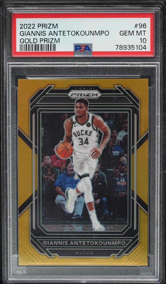 2022 Panini Prizm Basketball Gold Giannis Antetokounmpo #96 PSA 10