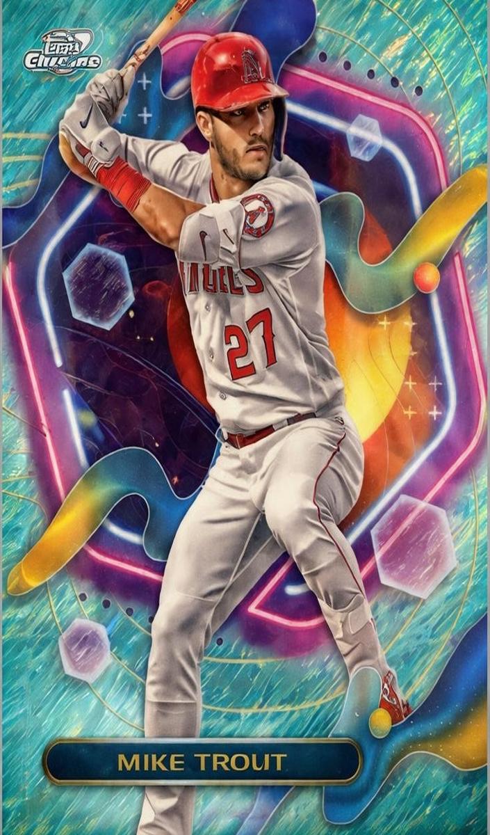 2023 Topps Cosmic Chrome Baseball Aqua Equinox Mike Trout #129