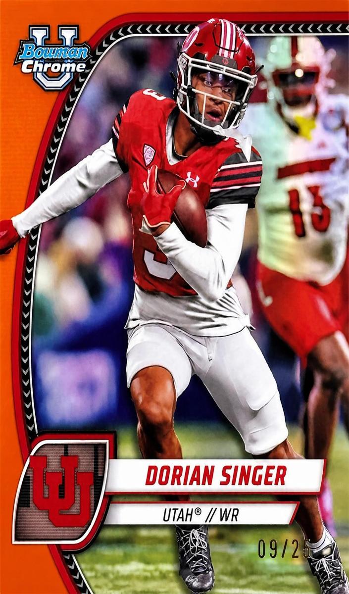 2024 Bowman Chrome University Football Orange Refractor Dorian Singer #68