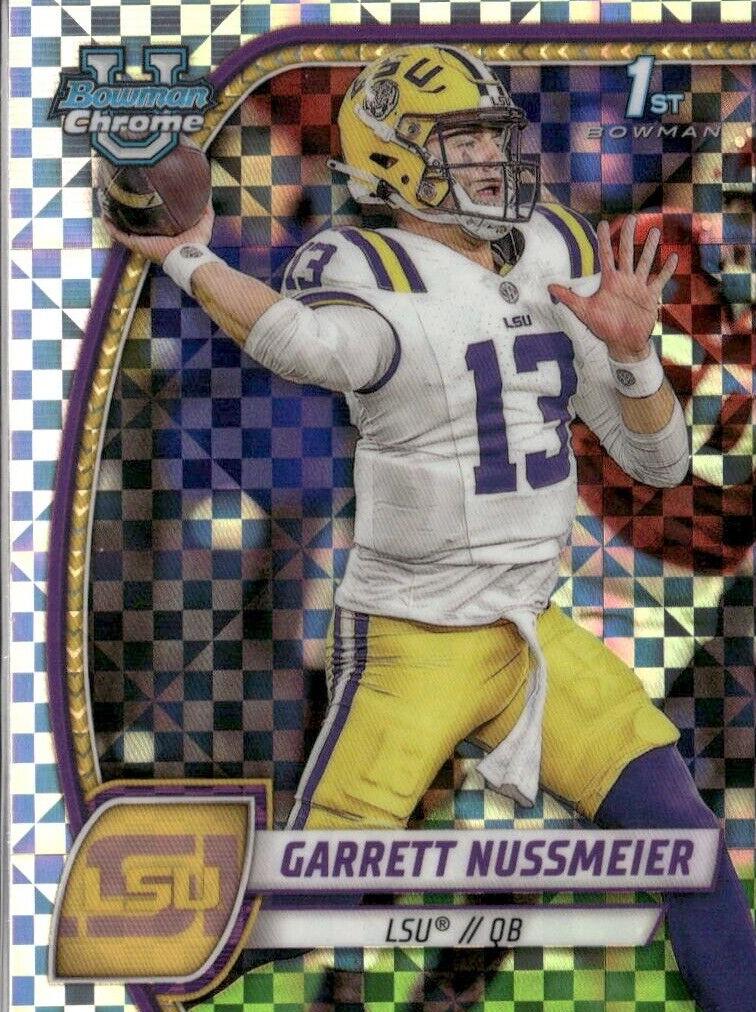 2024 Bowman Chrome University Football X-Fractor Garrett Nussmeier #5 PSA 9