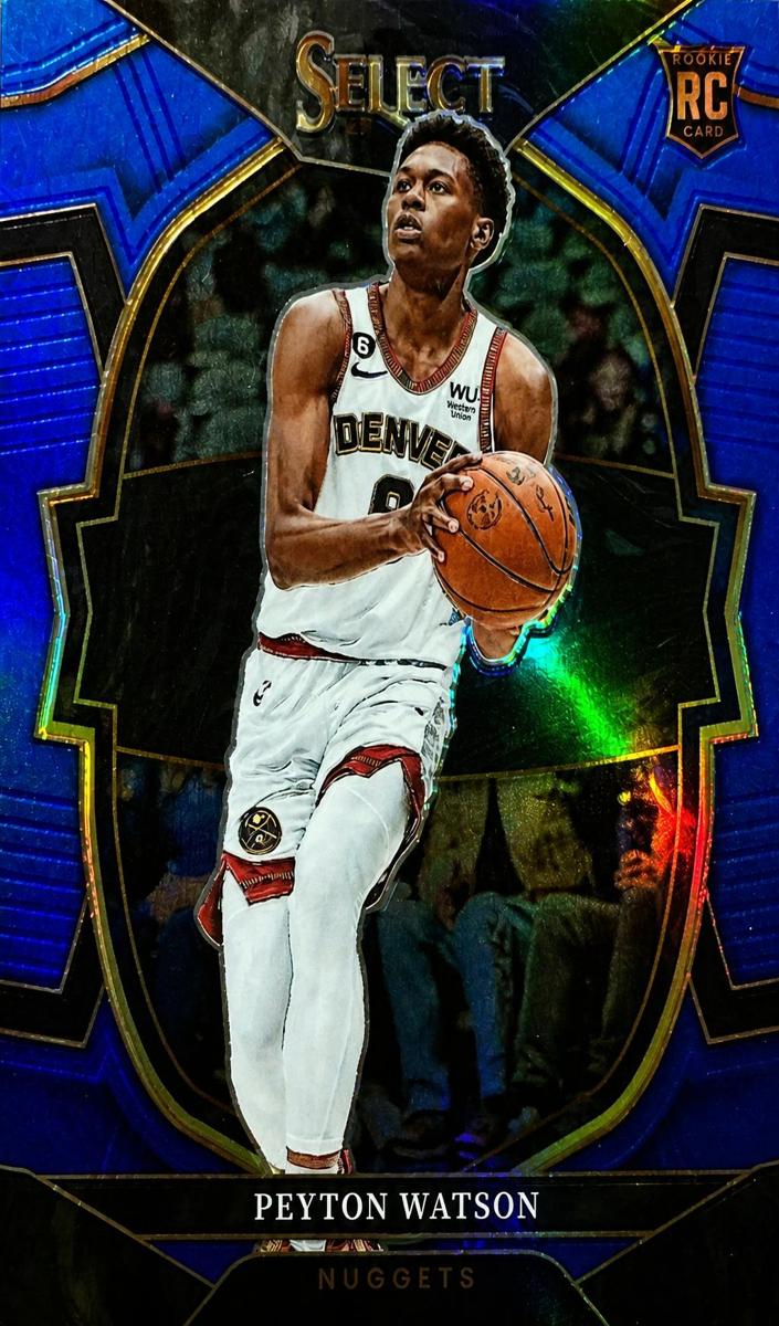 2022 Panini Select Basketball Blue Cracked Ice Peyton Watson #74