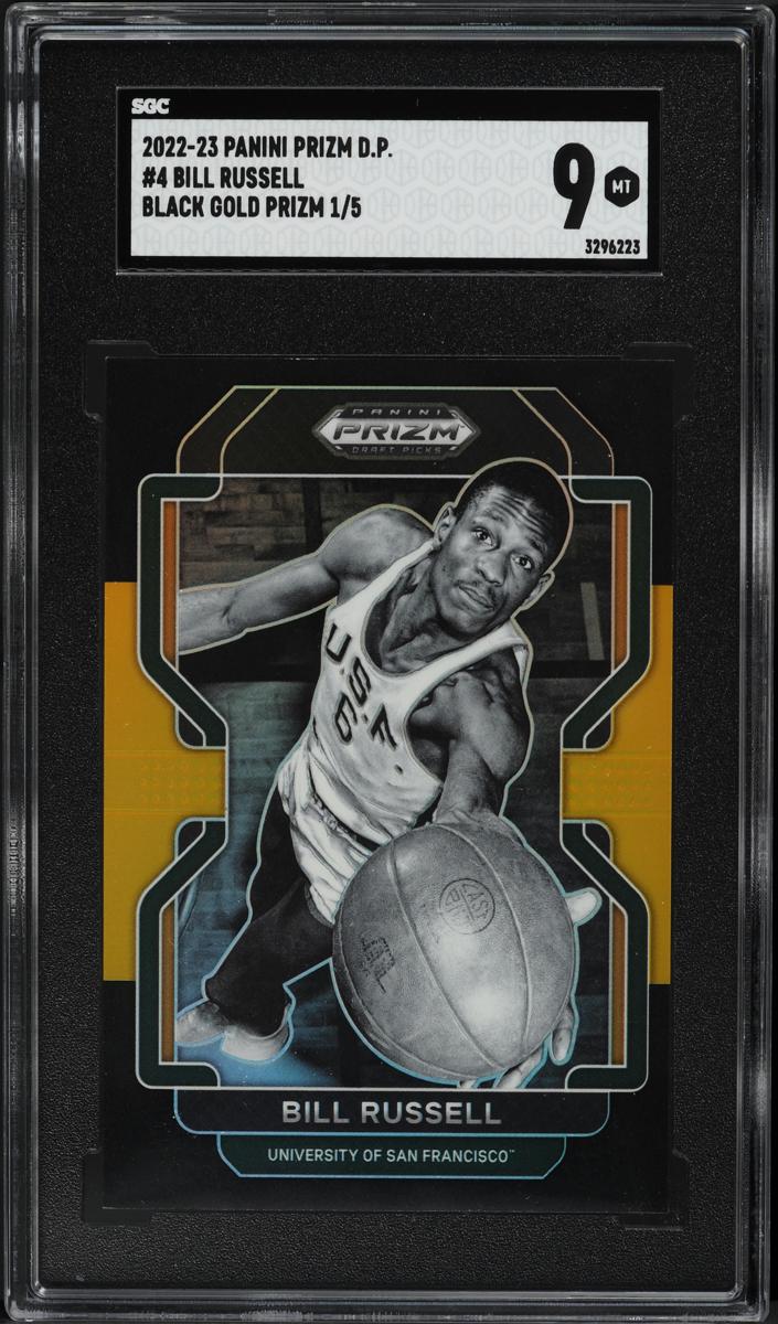 2022 Panini Prizm Draft Picks Basketball Black Gold Bill Russell #4 SGC 8.5