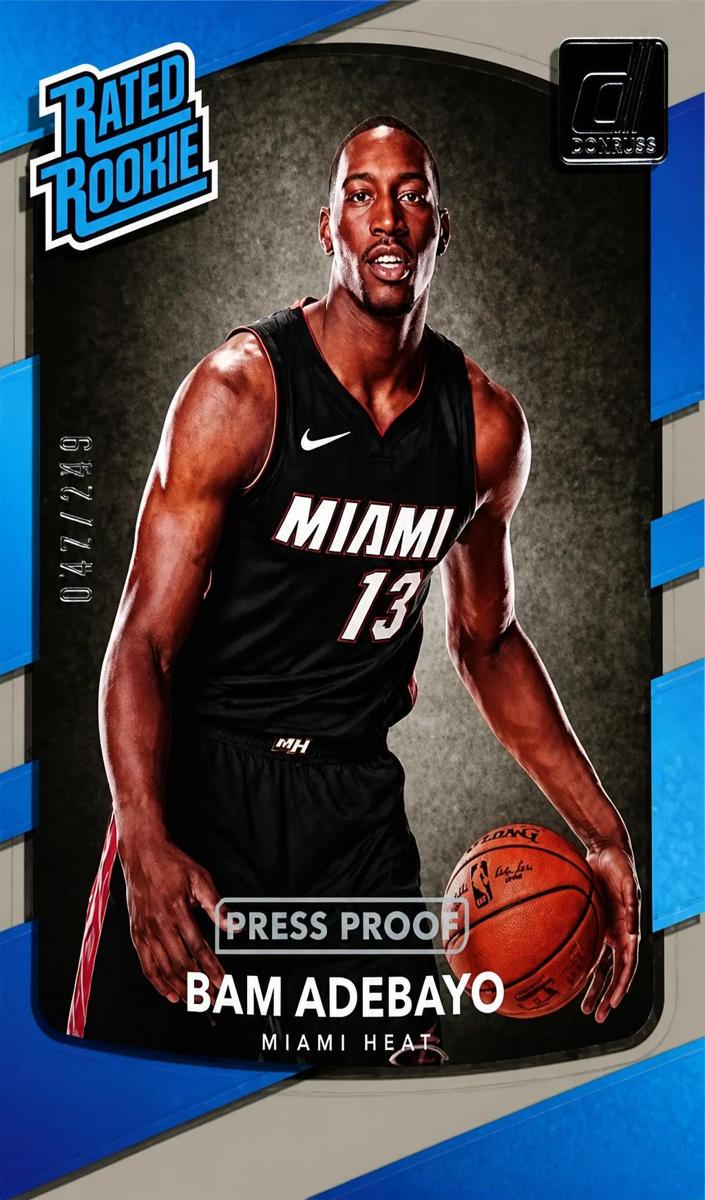 2017 Panini Donruss Basketball Press Proof Silver Bam Adebayo #187 PSA 7
