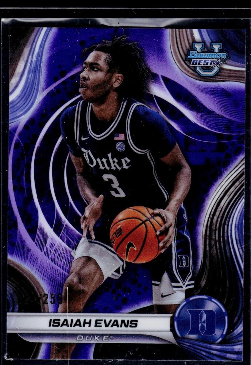 2024 Bowman Best University Basketball Purple Refractor Isaiah Evans #27
