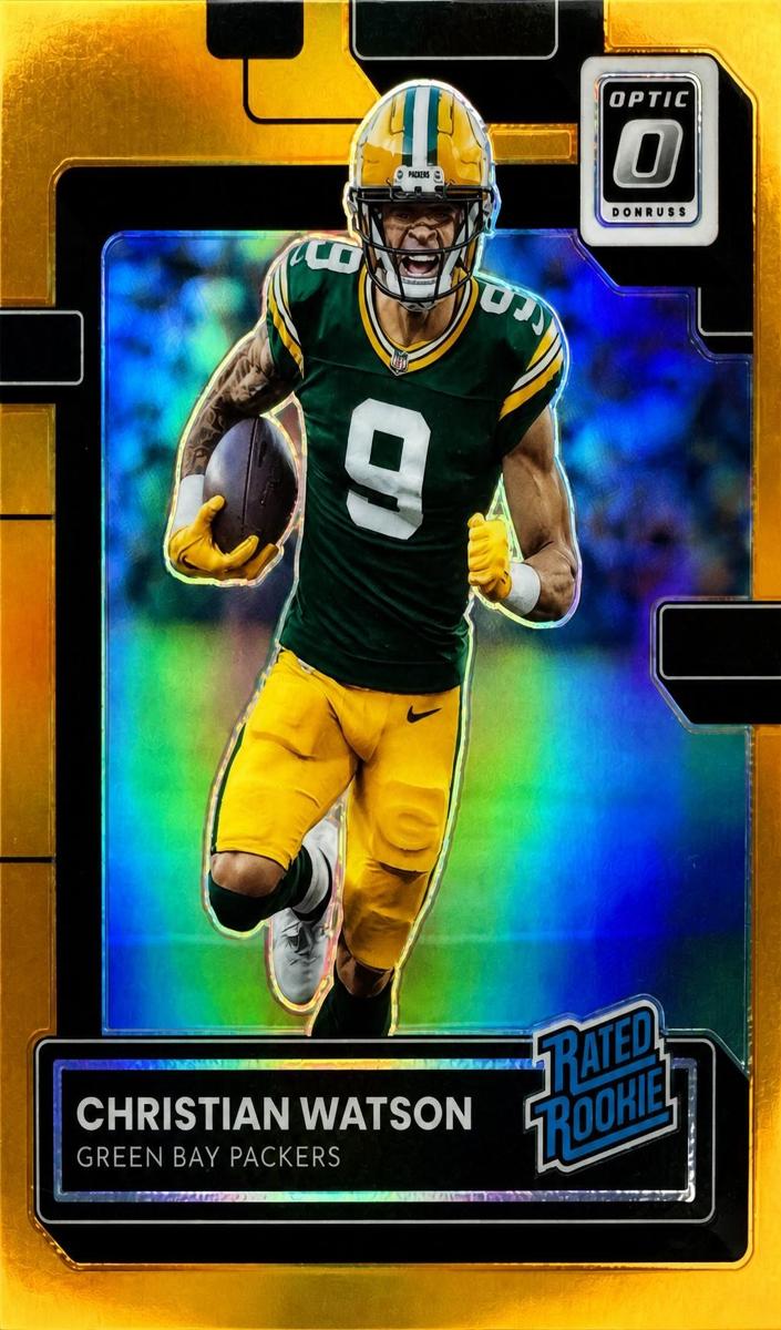 2022 Donruss Optic Football Orange Christian Watson #219 PSA 9
