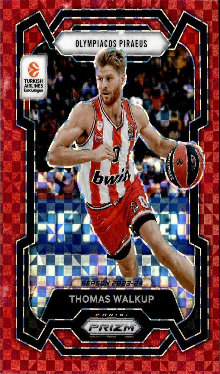 2023 Panini Prizm Turkish Airlines EuroLeague Basketball Red Power Thomas Walkup #54