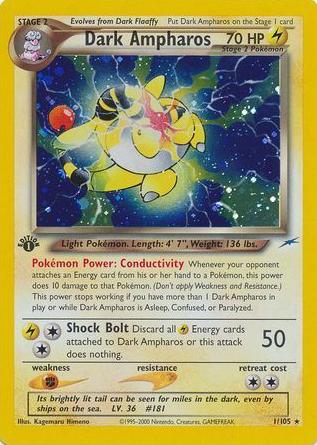 2002 Pokemon Neo Destiny 1st Edition Dark Ampharos #1 PSA 9