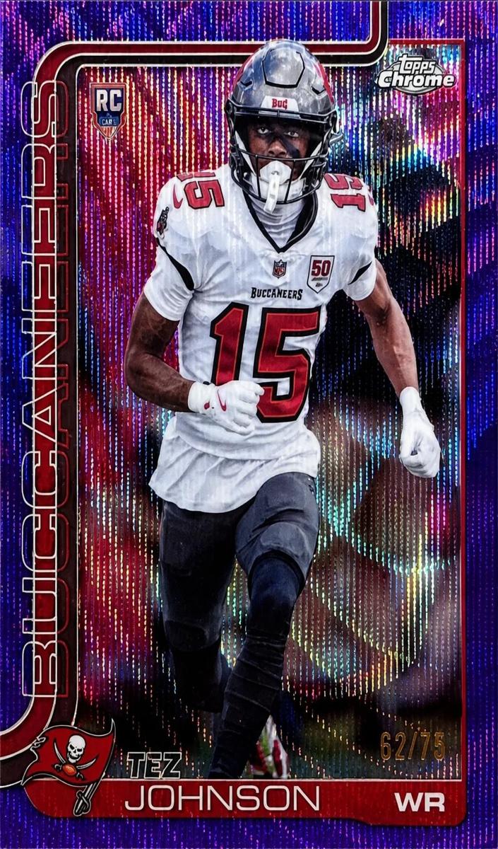 2025 Topps Chrome Football Purple Wave Refractor Tez Johnson #342